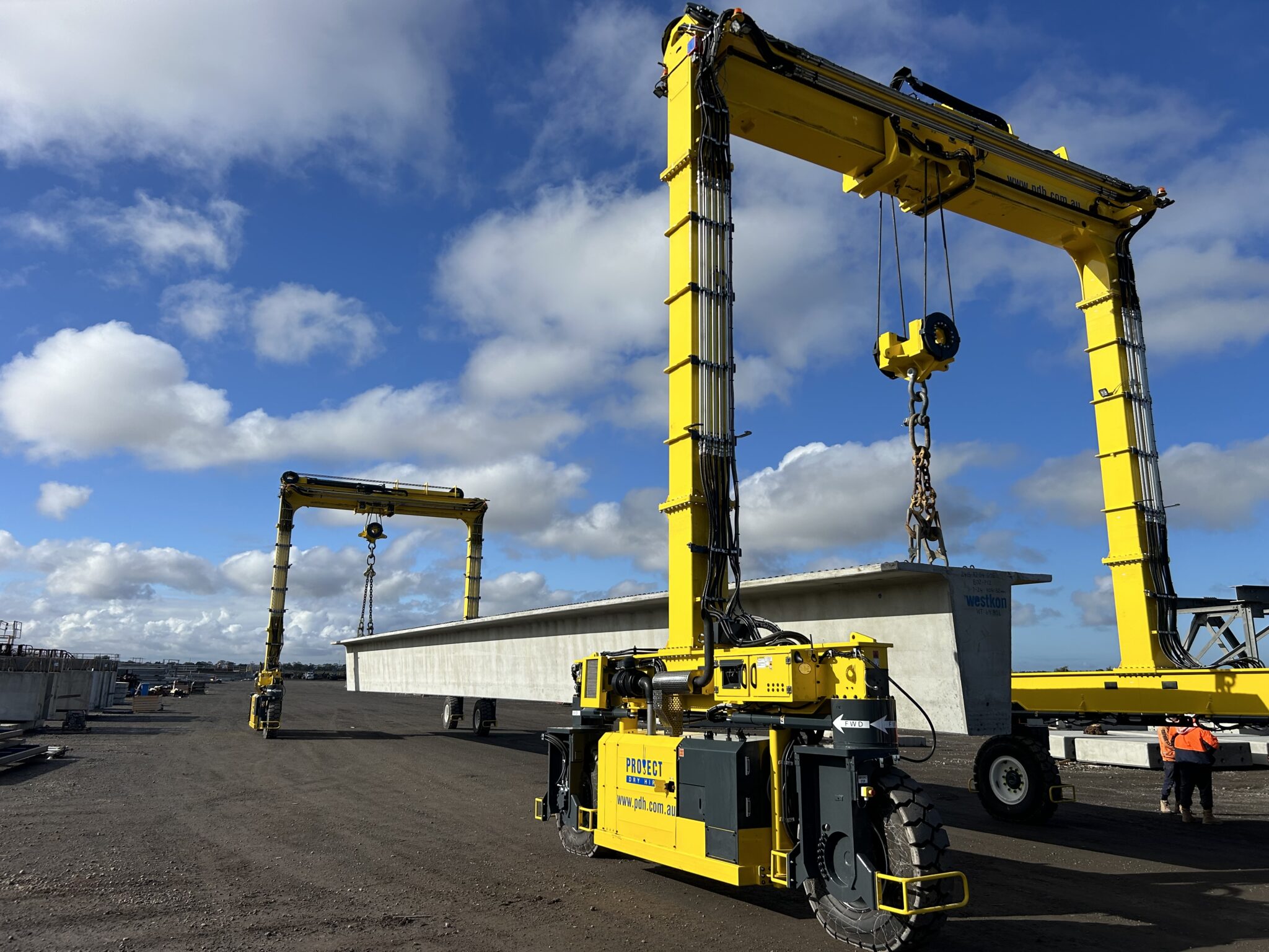 50t Mobile Gantries for precast site - Project Dry Hire